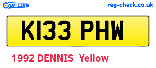 K133PHW are the vehicle registration plates.