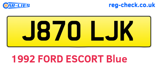 J870LJK are the vehicle registration plates.