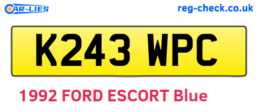 K243WPC are the vehicle registration plates.