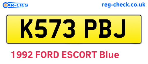K573PBJ are the vehicle registration plates.