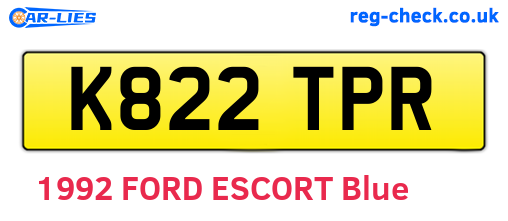 K822TPR are the vehicle registration plates.