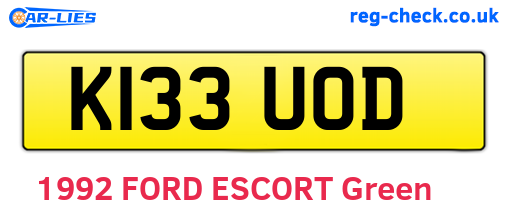 K133UOD are the vehicle registration plates.