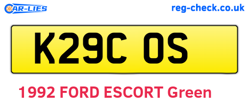 K29COS are the vehicle registration plates.