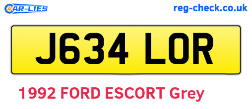 J634LOR are the vehicle registration plates.