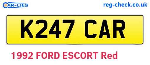 K247CAR are the vehicle registration plates.