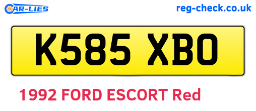 K585XBO are the vehicle registration plates.