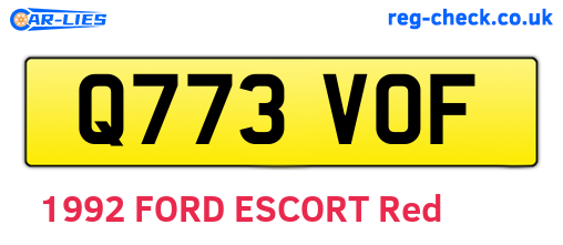 Q773VOF are the vehicle registration plates.