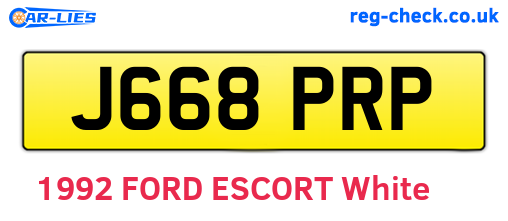 J668PRP are the vehicle registration plates.