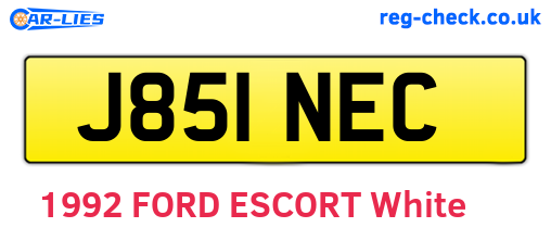 J851NEC are the vehicle registration plates.