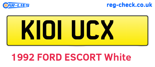 K101UCX are the vehicle registration plates.
