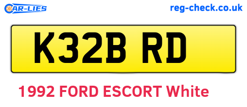 K32BRD are the vehicle registration plates.