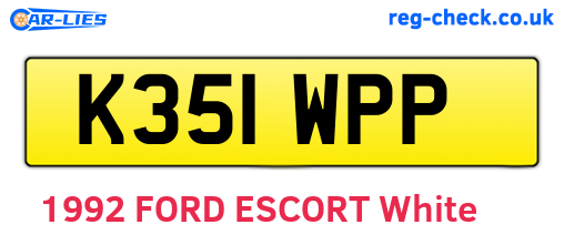 K351WPP are the vehicle registration plates.