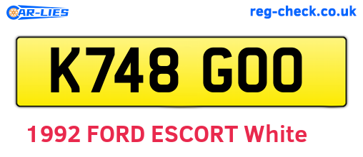 K748GOO are the vehicle registration plates.