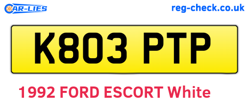 K803PTP are the vehicle registration plates.
