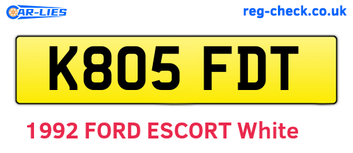 K805FDT are the vehicle registration plates.