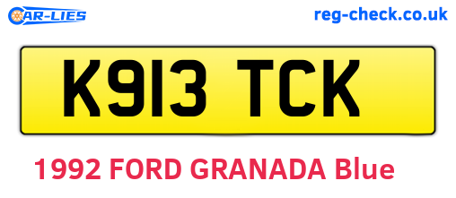K913TCK are the vehicle registration plates.