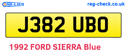 J382UBO are the vehicle registration plates.