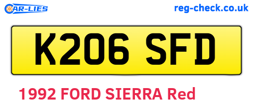 K206SFD are the vehicle registration plates.