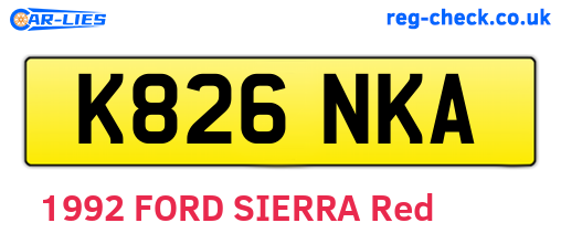 K826NKA are the vehicle registration plates.