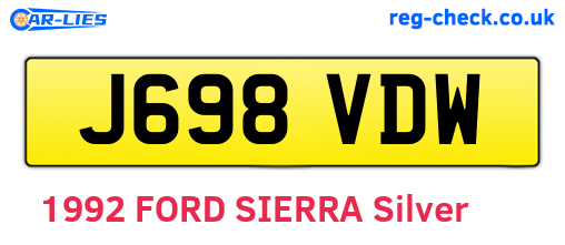 J698VDW are the vehicle registration plates.