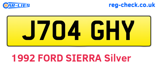 J704GHY are the vehicle registration plates.