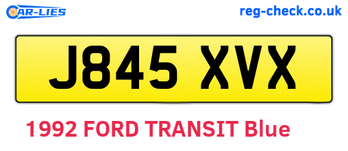 J845XVX are the vehicle registration plates.