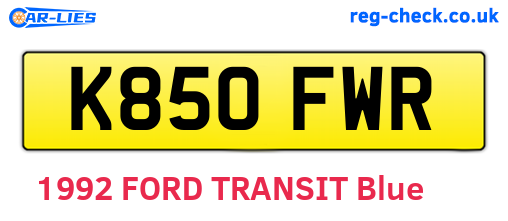 K850FWR are the vehicle registration plates.