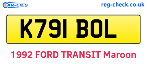 K791BOL are the vehicle registration plates.