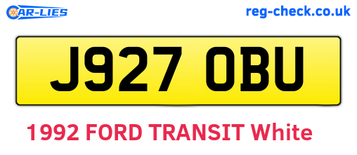 J927OBU are the vehicle registration plates.
