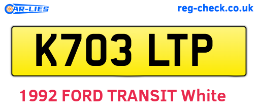 K703LTP are the vehicle registration plates.