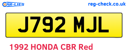 J792MJL are the vehicle registration plates.