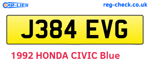 J384EVG are the vehicle registration plates.