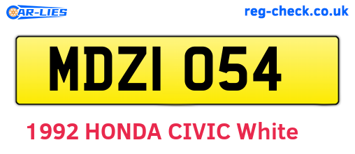 MDZ1054 are the vehicle registration plates.