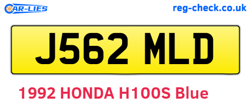 J562MLD are the vehicle registration plates.