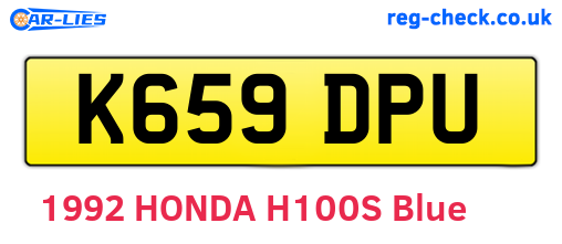 K659DPU are the vehicle registration plates.