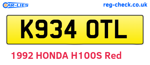 K934OTL are the vehicle registration plates.