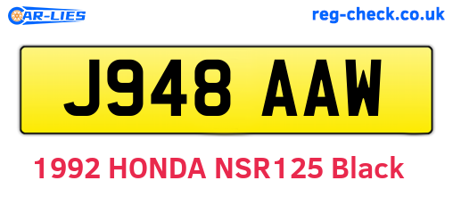 J948AAW are the vehicle registration plates.
