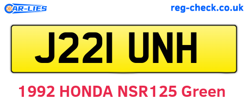 J221UNH are the vehicle registration plates.