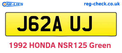J62AUJ are the vehicle registration plates.