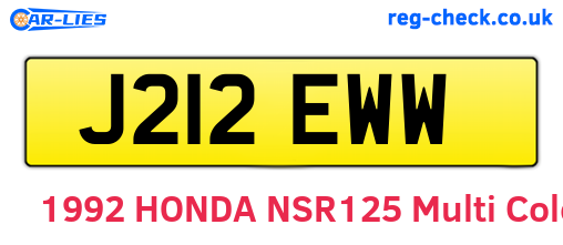 J212EWW are the vehicle registration plates.