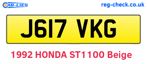 J617VKG are the vehicle registration plates.