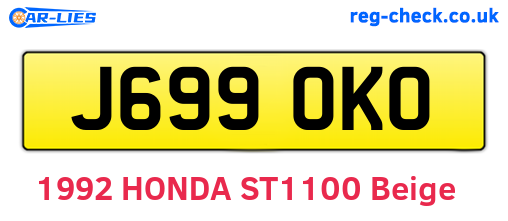 J699OKO are the vehicle registration plates.
