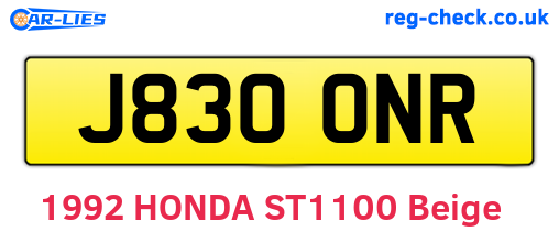 J830ONR are the vehicle registration plates.