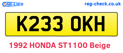 K233OKH are the vehicle registration plates.