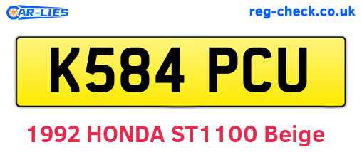 K584PCU are the vehicle registration plates.