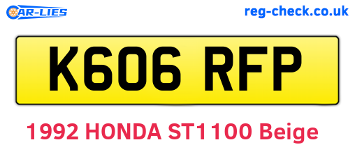 K606RFP are the vehicle registration plates.