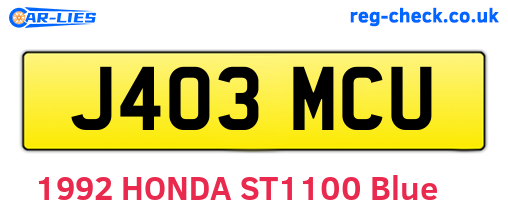 J403MCU are the vehicle registration plates.