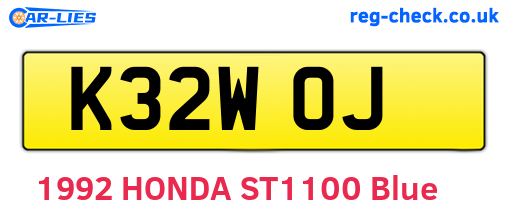 K32WOJ are the vehicle registration plates.