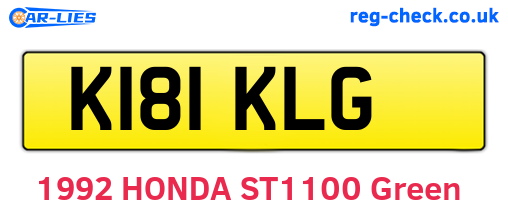 K181KLG are the vehicle registration plates.