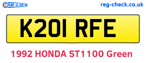 K201RFE are the vehicle registration plates.